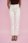 Beige Straight Cut Jeans (with slit)
